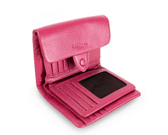 Kamila RFID Short Wallet Leaf Snap Holder Watermelon Pink