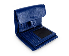 Kamila RFID Short Wallet Leaf Snap Holder Navy Blue
