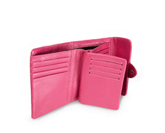 Kamila RFID Short Wallet Leaf Snap Holder Watermelon Pink