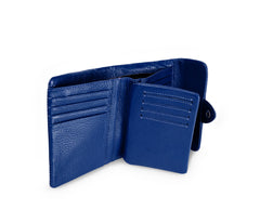 Kamila RFID Short Wallet Leaf Snap Holder Navy Blue