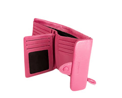 Kamila RFID Short Wallet Leaf Snap Holder Watermelon Pink