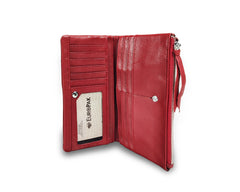 Karen Long Wallet w/ Buttoned Pocket Burgundy