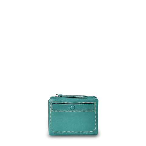 Karen Short Wallet w/ Buttoned Pocket Moss Green