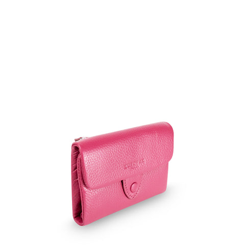 Kamila RFID Short Wallet Leaf Snap Holder Watermelon Pink