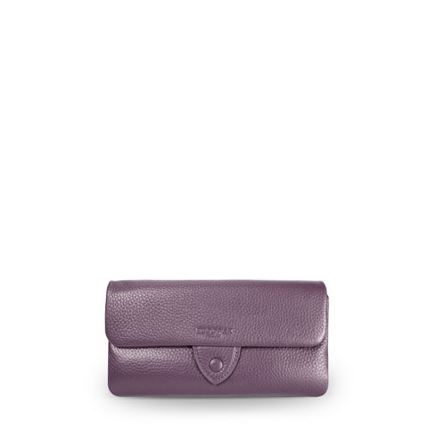 Kamila RFID Long Wallet Leaf Snap Holder Taro Purple