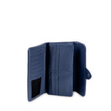 Kamila RFID Long Wallet Leaf Snap Holder Navy Blue
