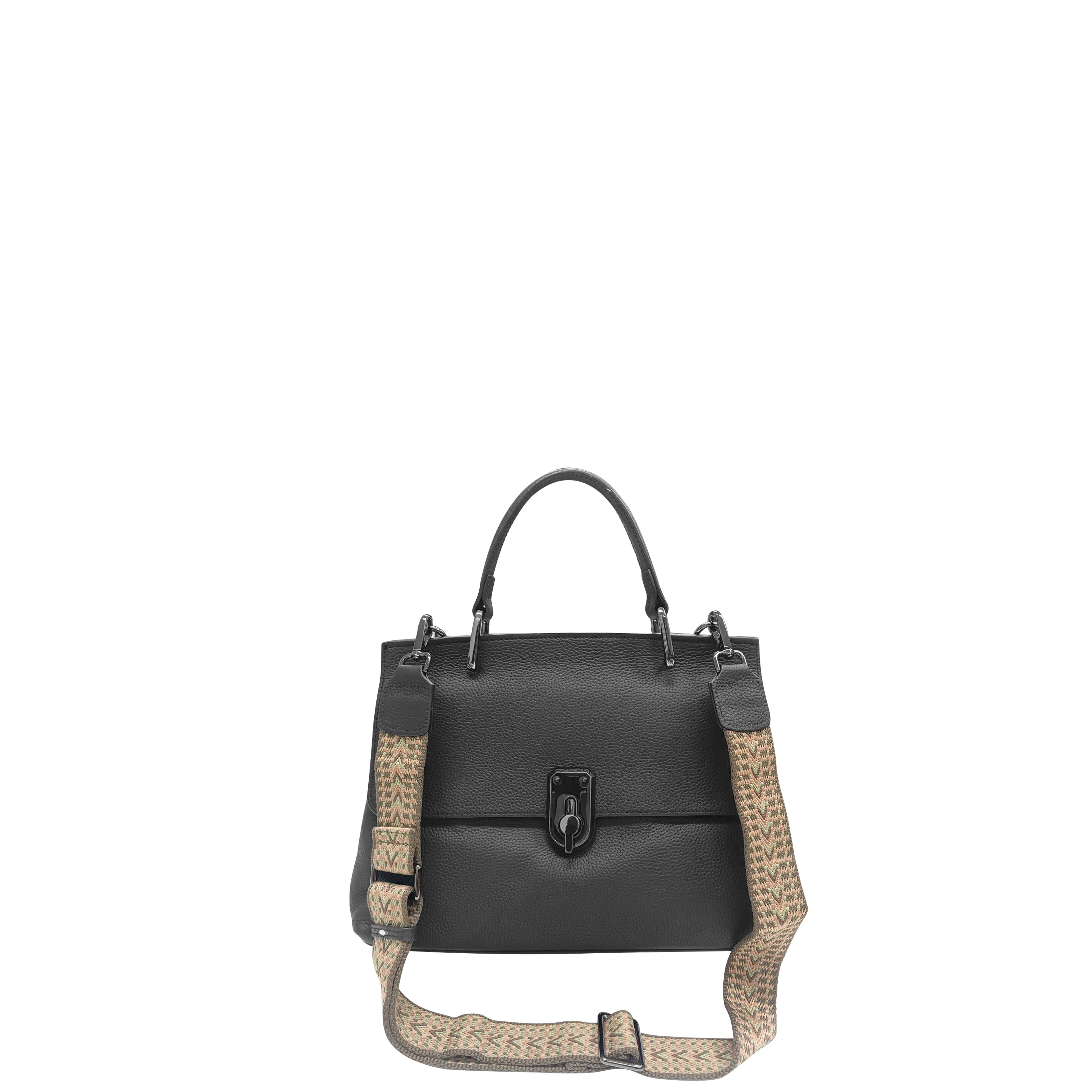 Amora Handbag w/ Twist Lock Black