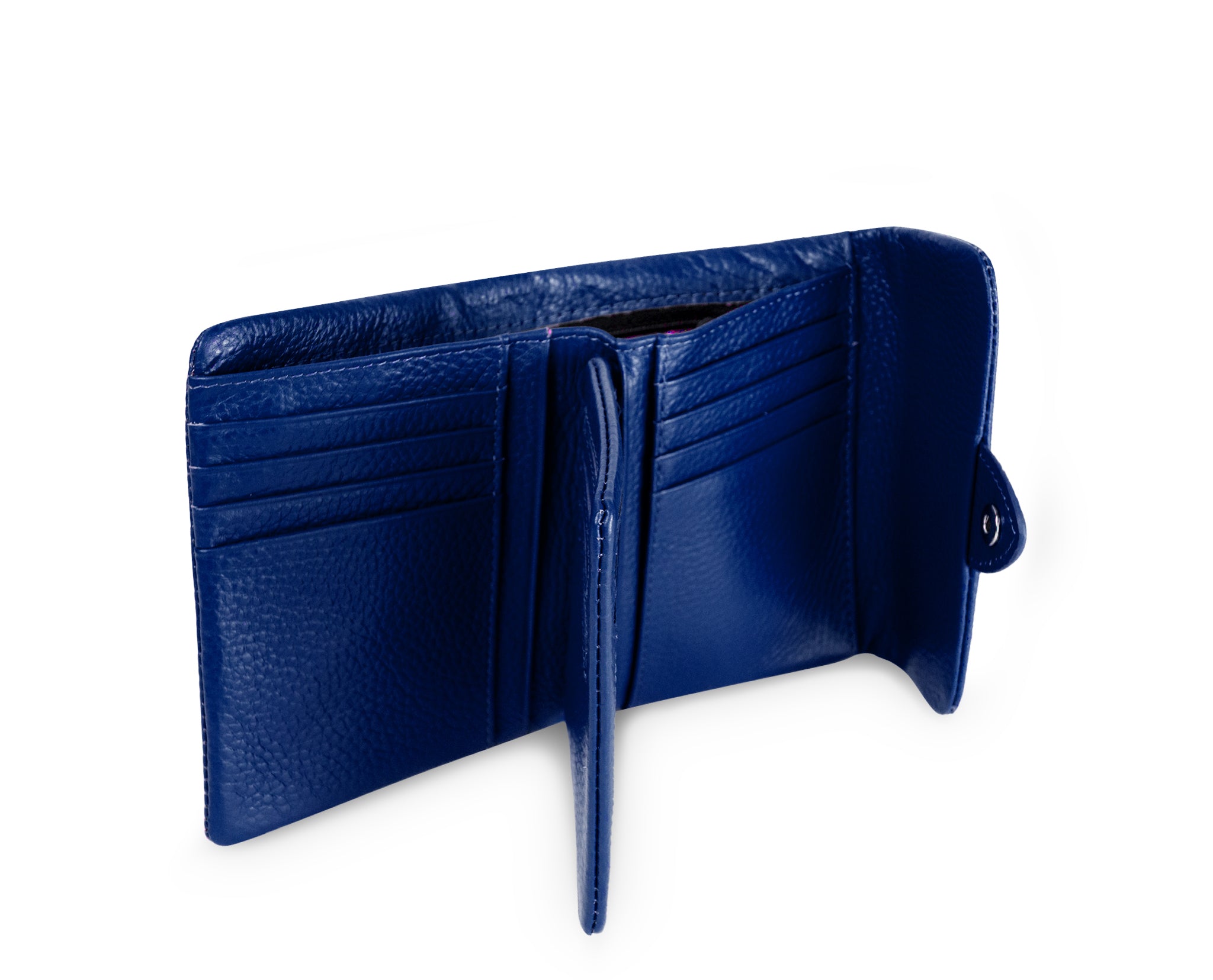 Kamila RFID Short Wallet Leaf Snap Holder Navy Blue