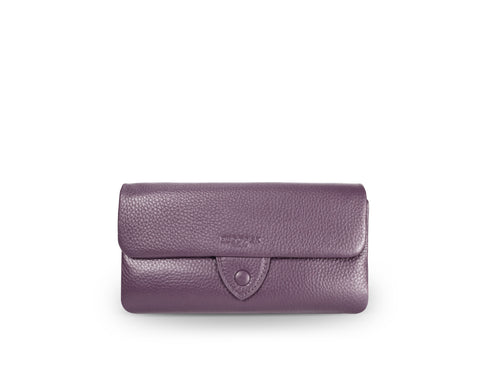 Kamila RFID Long Wallet Leaf Snap Holder Taro Purple