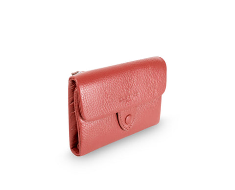 Kamila RFID Short Wallet Leaf Snap Holder Watermelon Rust