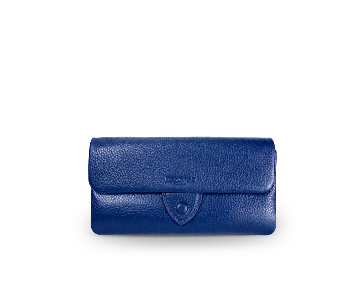 Kamila RFID Long Wallet Leaf Snap Holder Navy Blue