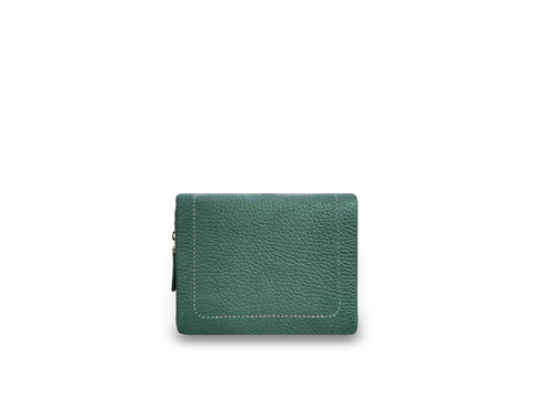 Kaliny Short Wallet w/ All Around Stitch Dark Green