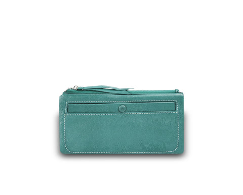 Karen Long Wallet w/ Buttoned Pocket Moss Green