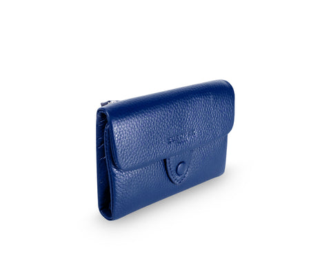 Kamila RFID Short Wallet Leaf Snap Holder Navy Blue