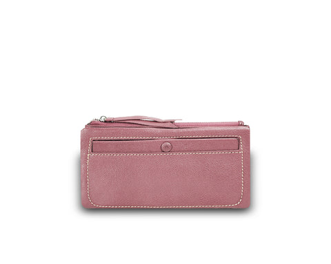 Karen Long Wallet w/ Buttoned Pocket Old Rose