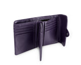 Kamila RFID Short Wallet Leaf Snap Holder Taro Purple