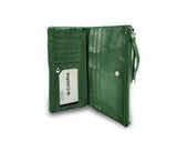 Karen Long Wallet w/ Buttoned Pocket Dark Green