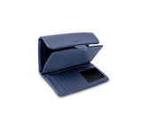 Kamila RFID Long Wallet Leaf Snap Holder Navy Blue