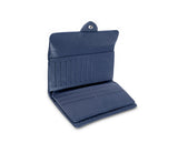 Kamila RFID Long Wallet Leaf Snap Holder Navy Blue