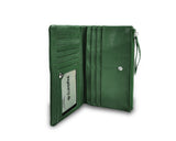 Karen Long Wallet w/ Buttoned Pocket Dark Green