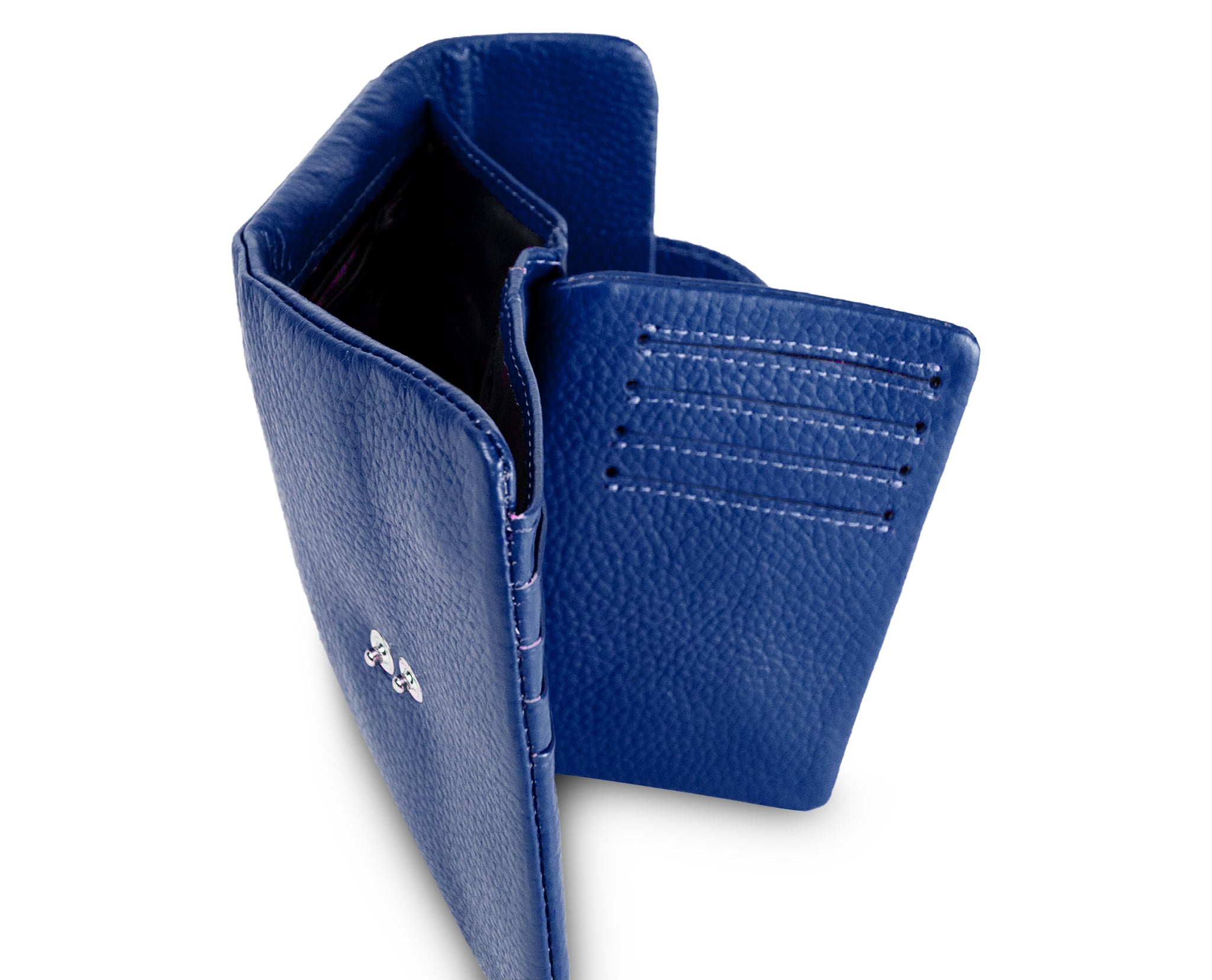 Kamila RFID Short Wallet Leaf Snap Holder Navy Blue