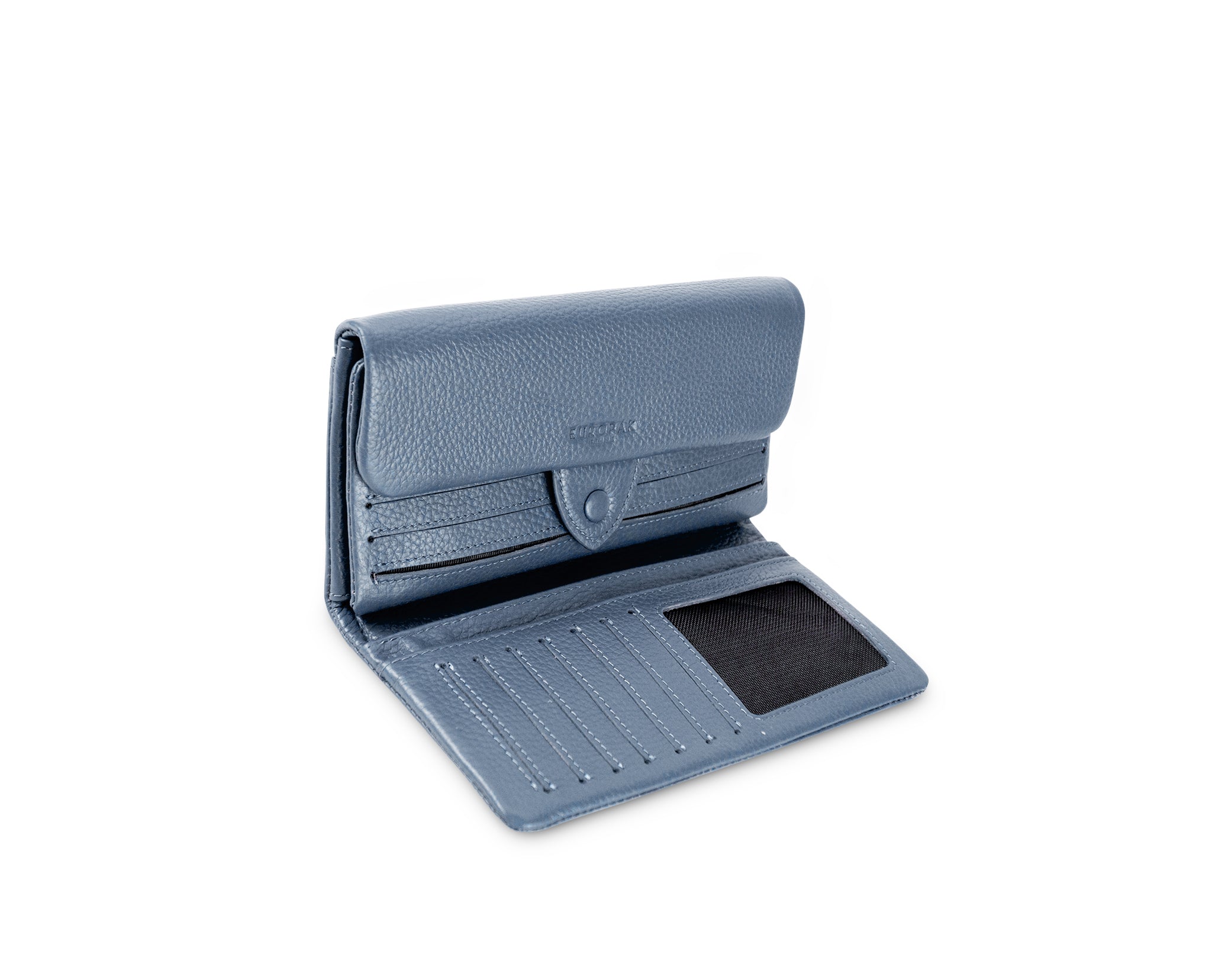 Kamila RFID Long Wallet Leaf Snap Holder Carolina Blue