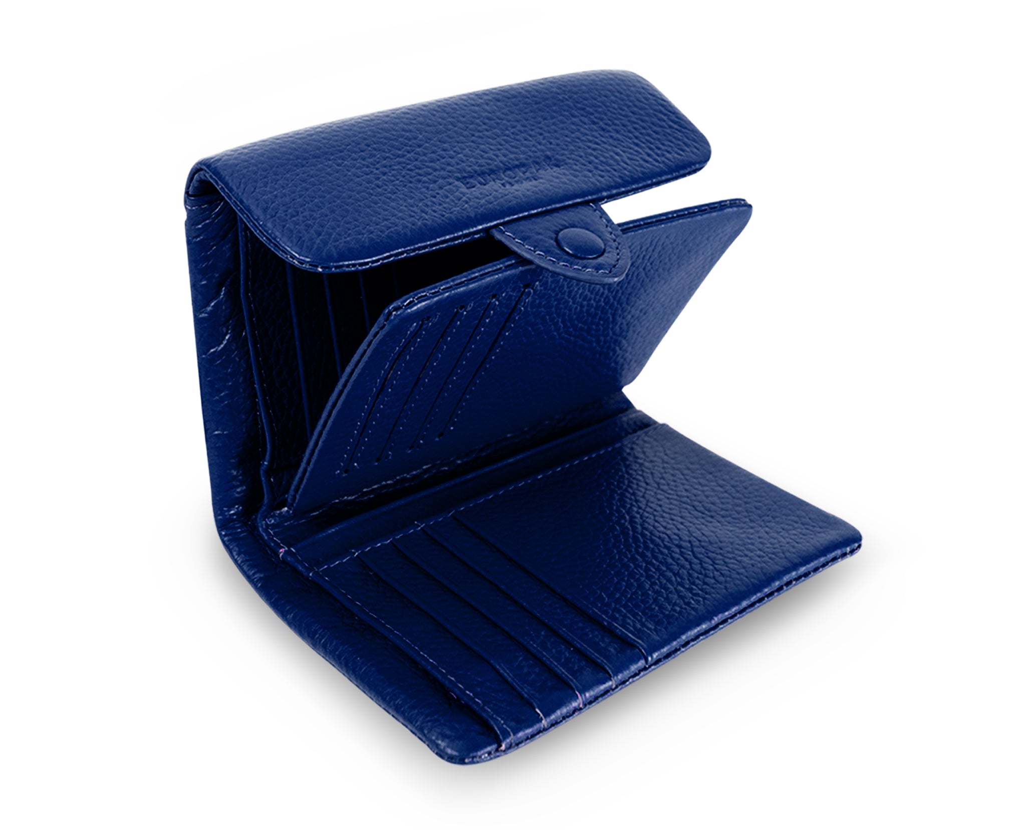 Kamila RFID Short Wallet Leaf Snap Holder Navy Blue