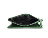 Karen Long Wallet w/ Buttoned Pocket Dark Green