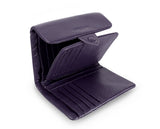 Kamila RFID Short Wallet Leaf Snap Holder Taro Purple