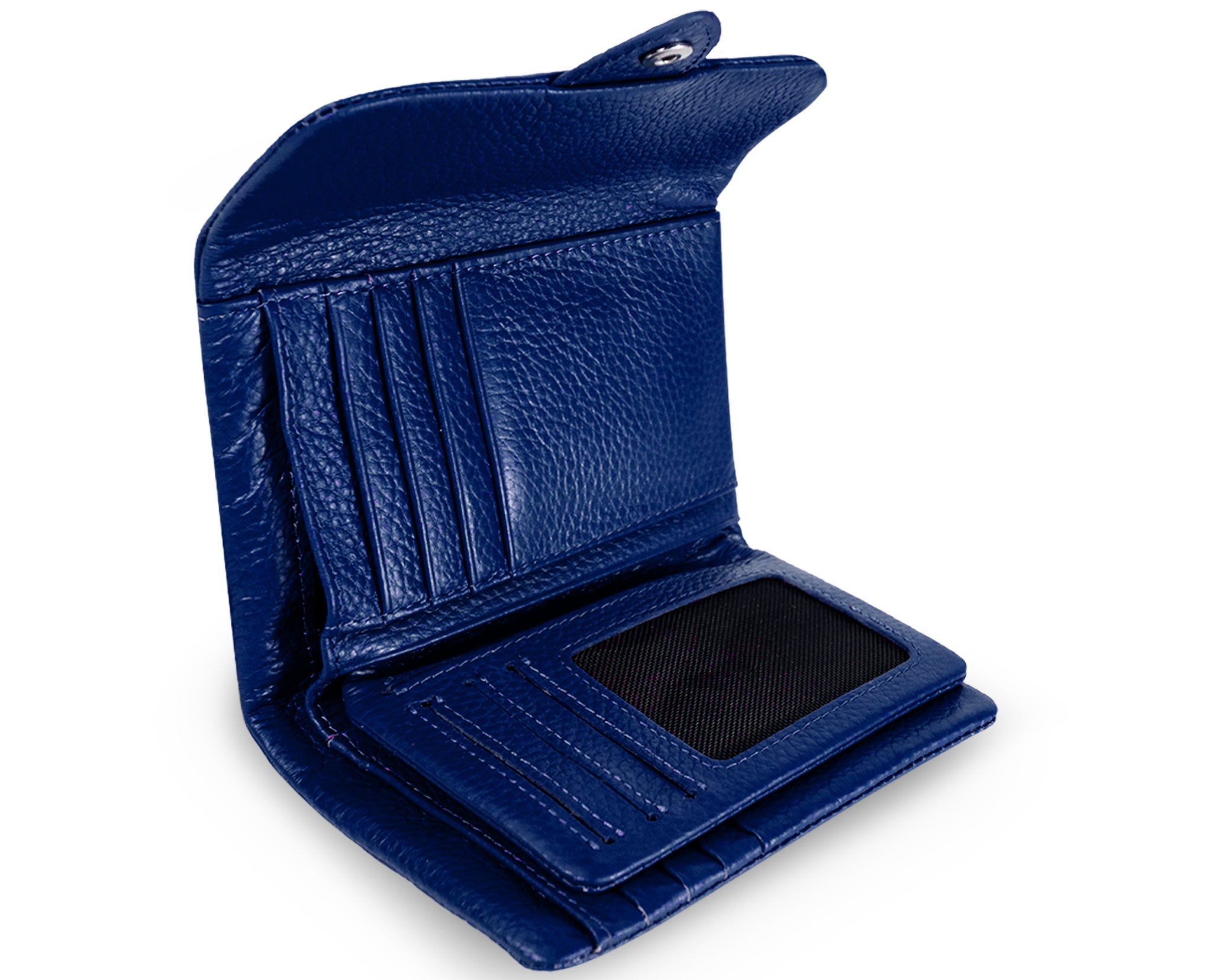 Kamila RFID Short Wallet Leaf Snap Holder Navy Blue