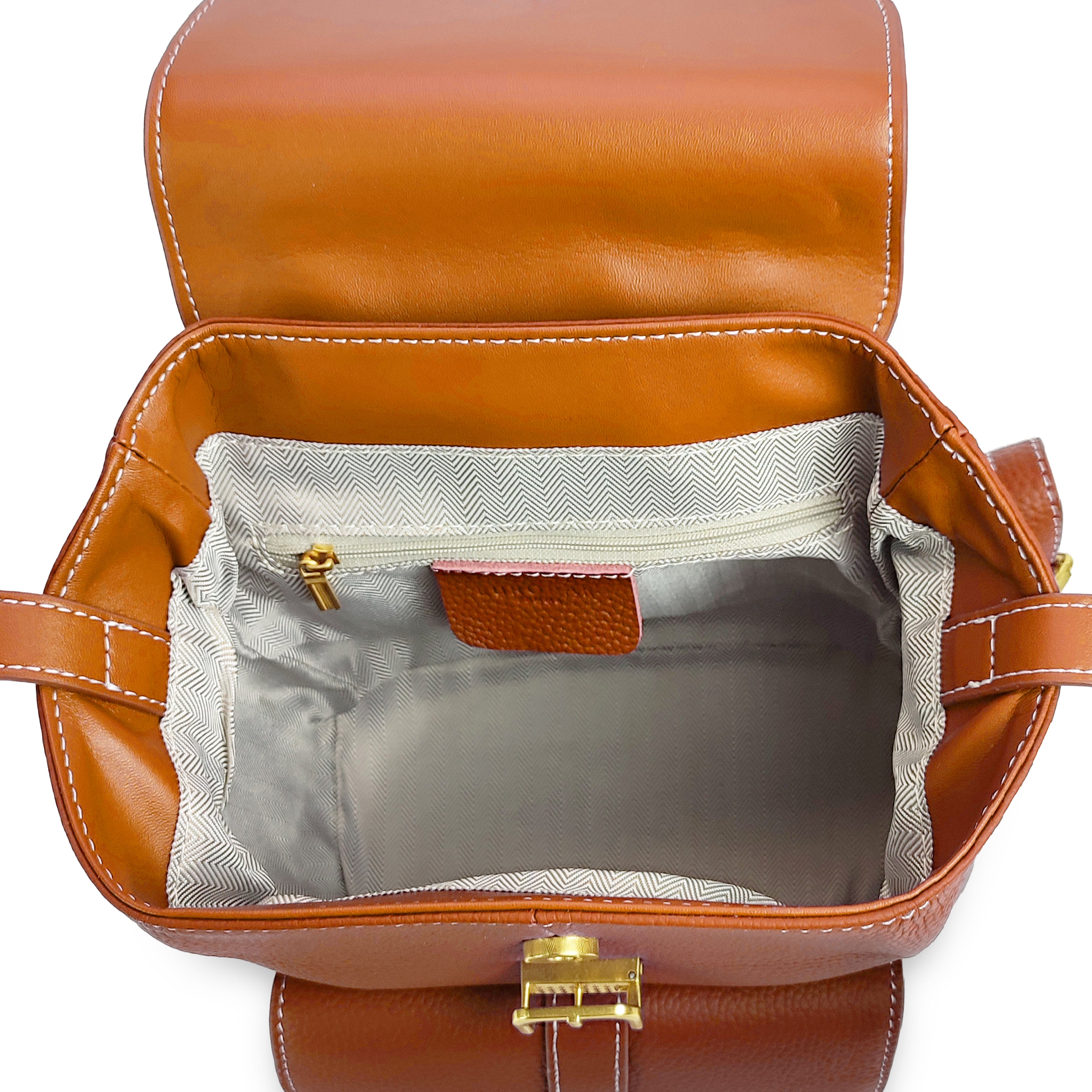 Azalea Knapsack with Buckle Tan