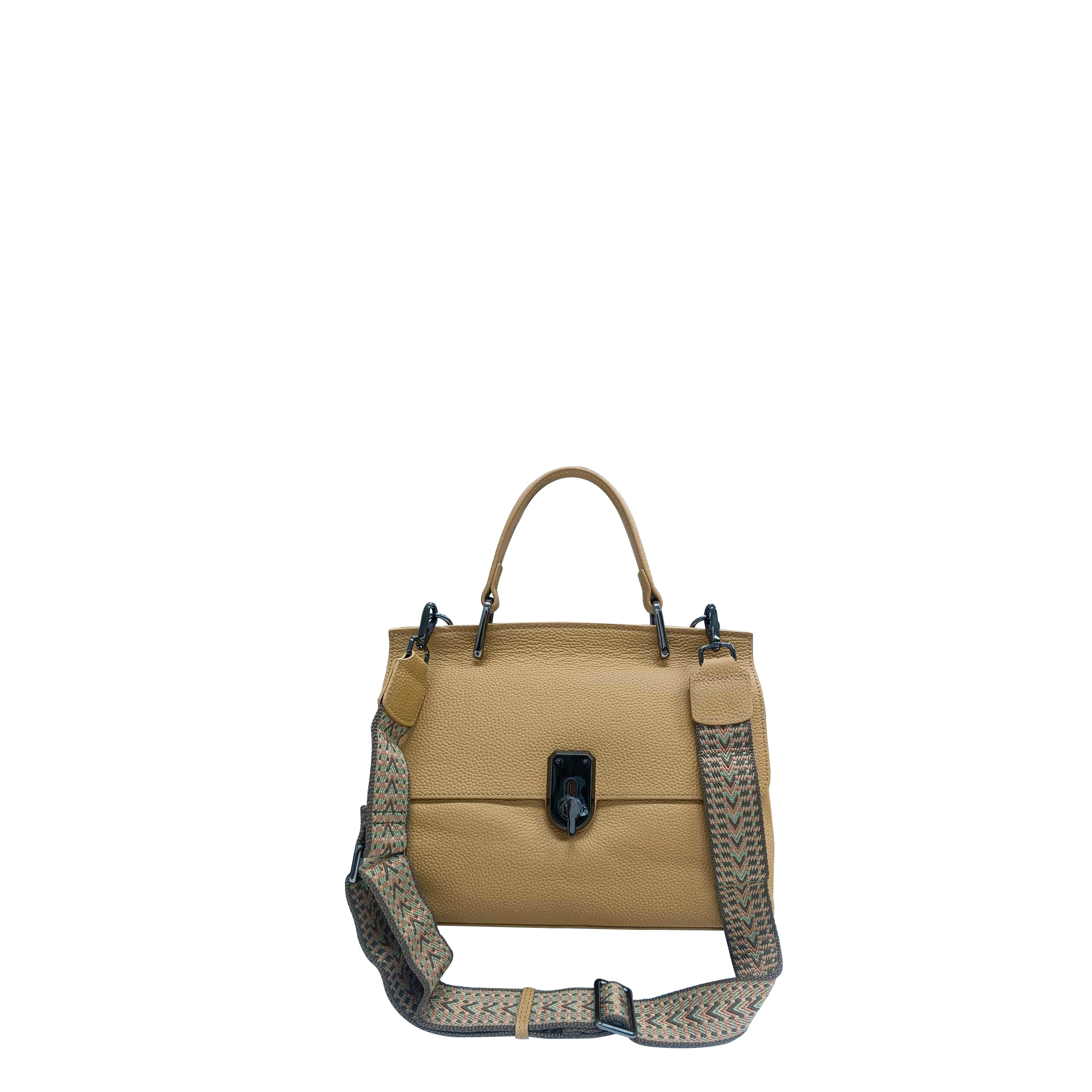 Amora Handbag w/ Twist Lock Camel