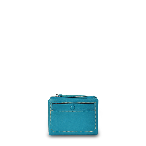 Karen Short Wallet w/ Buttoned Pocket Teal Blue