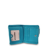 Karen Short Wallet w/ Buttoned Pocket Teal Blue
