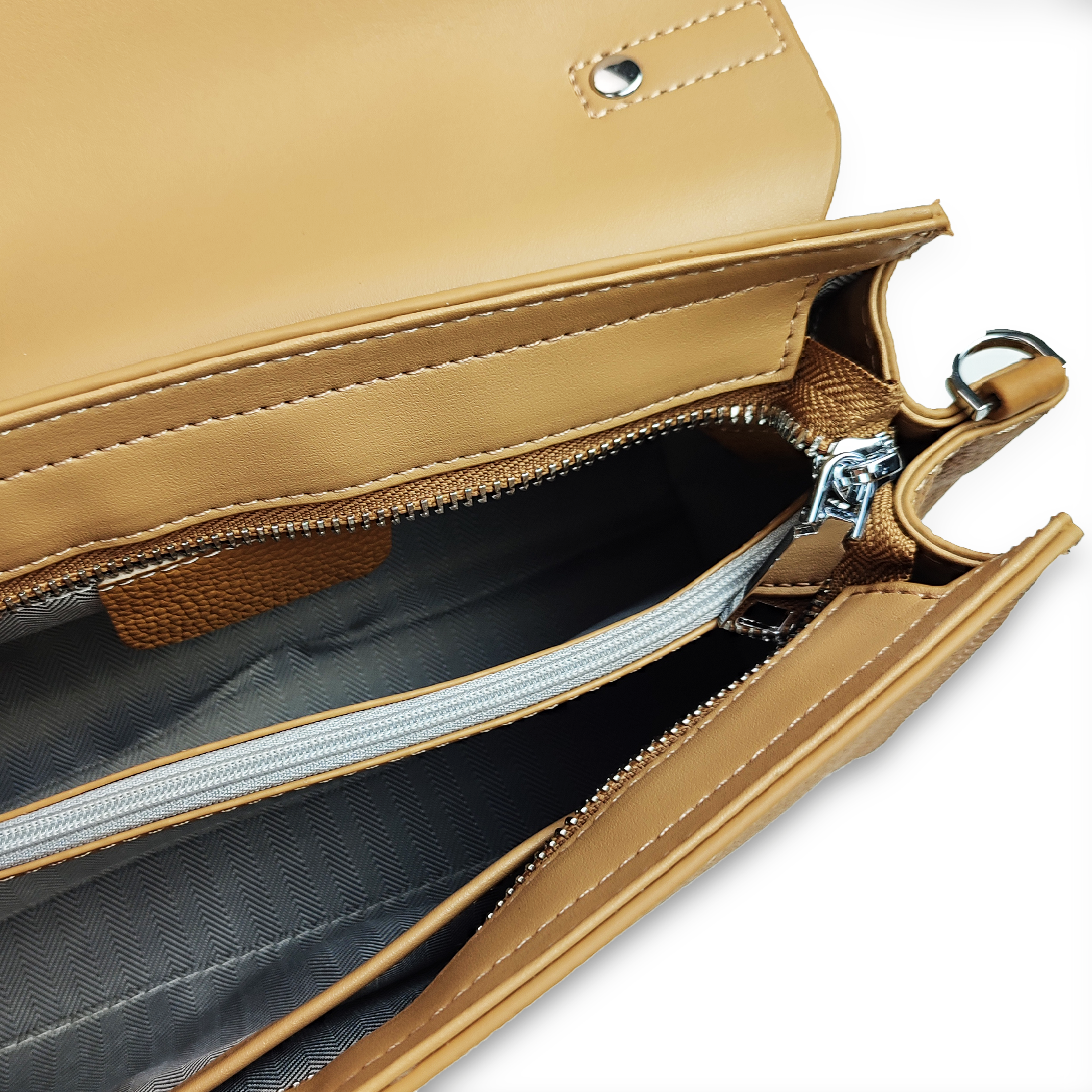 Olive Baguette with Snap Lock Camel