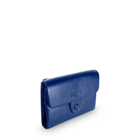 Kamila RFID Short Wallet Leaf Snap Holder Navy Blue