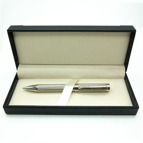 Walmer Metal Pen w/ Leather Box Silver